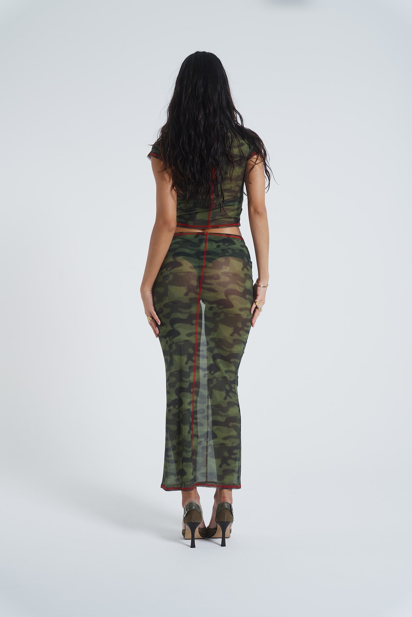 Astro Camo Mesh Maxi Skirt