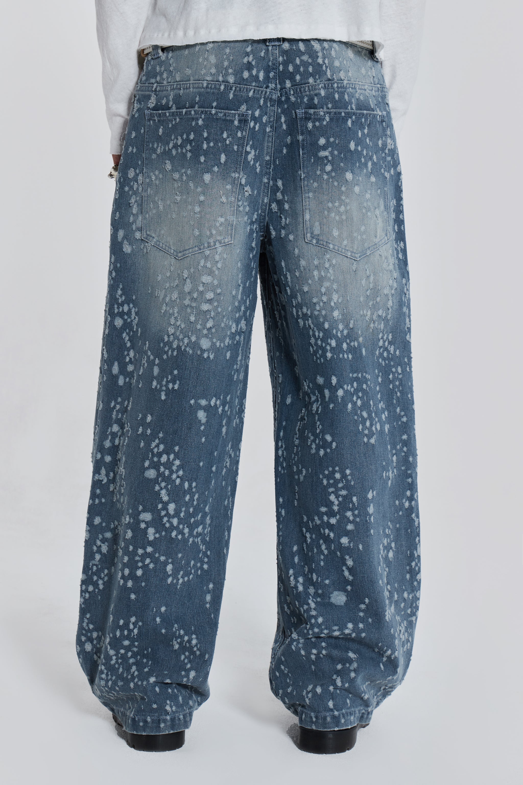 Mid Blue Shredded Colossus Jeans