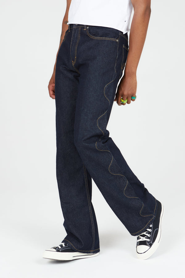 Wavy Seam Organic Denim Flared Jeans