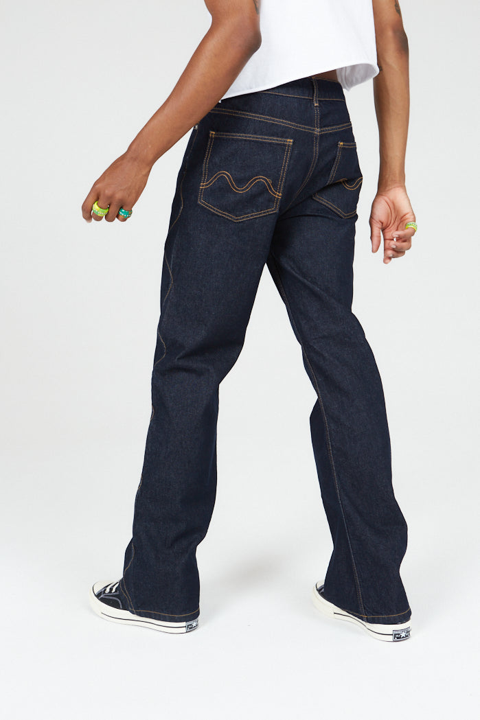 Wavy Seam Organic Denim Flared Jeans