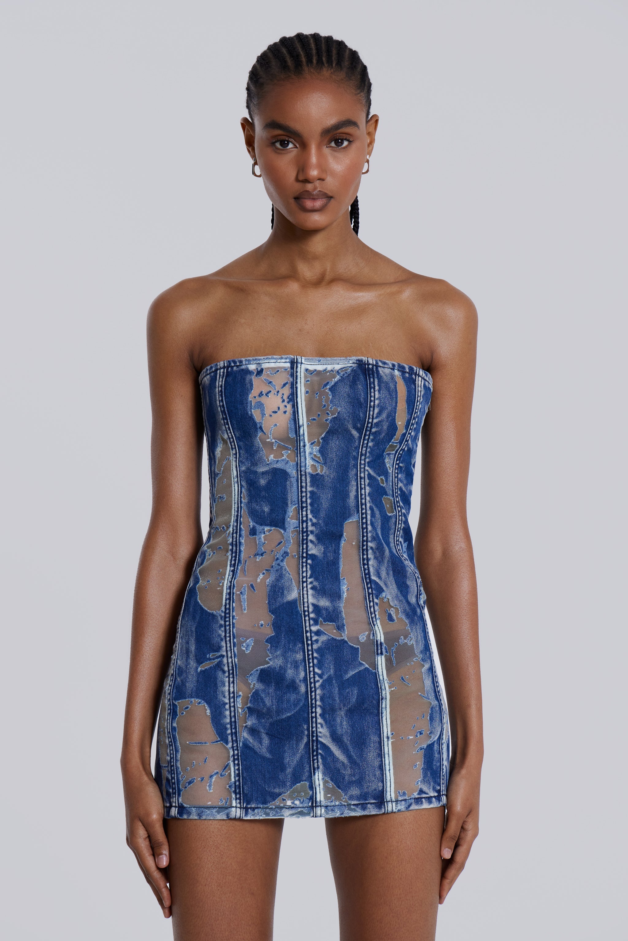 Zion Denim Corset Mini Dress