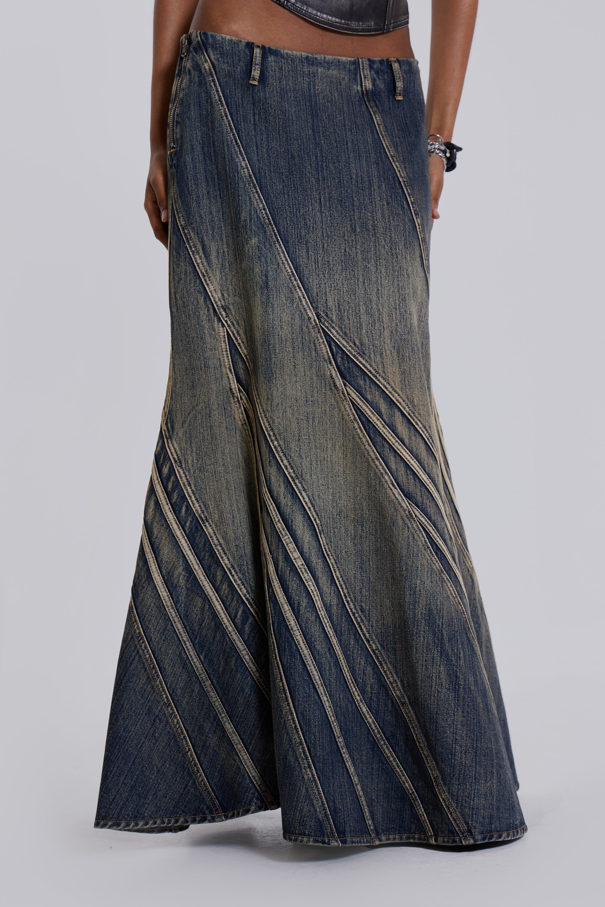 Celadon Denim Maxi Skirt