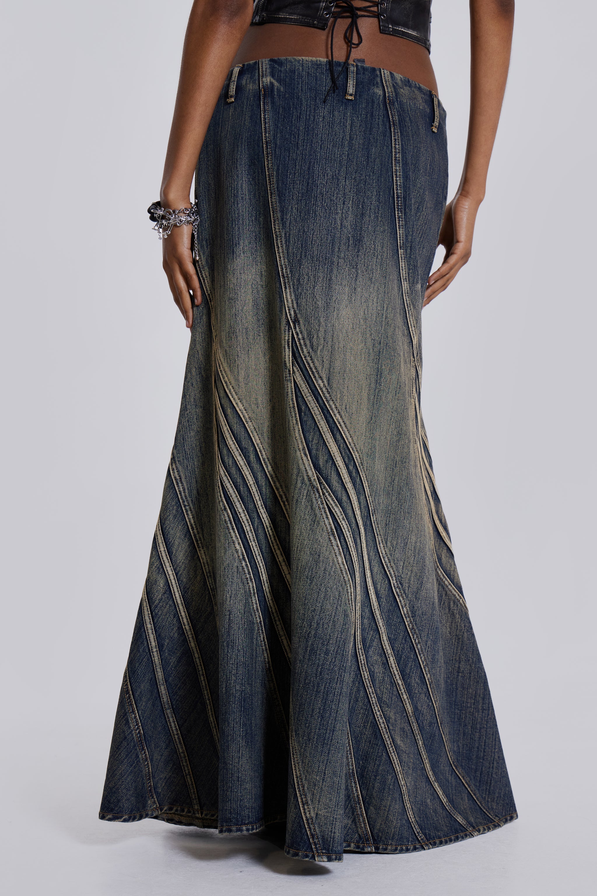 Celadon Denim Maxi Skirt