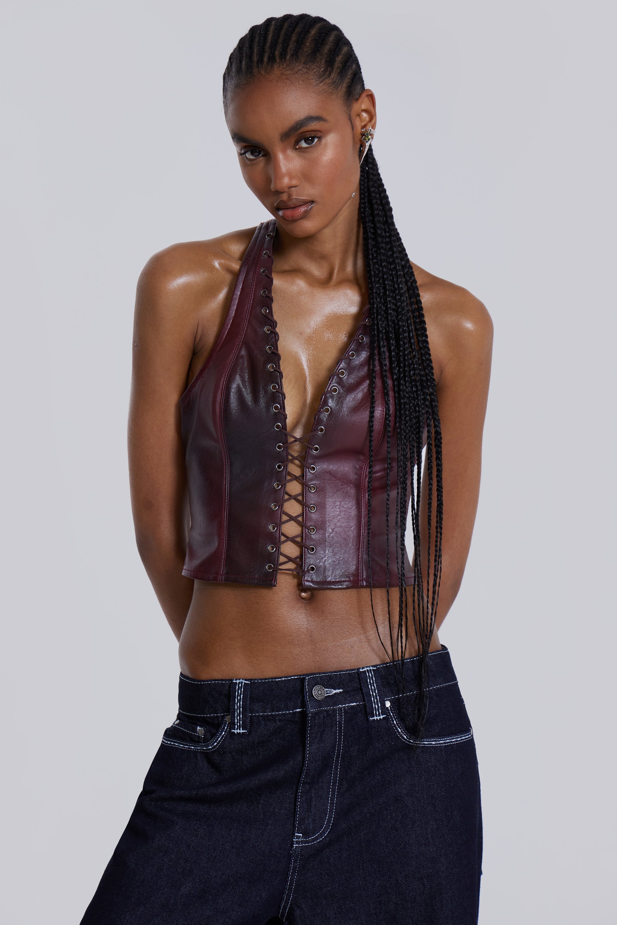 Lynx Faux Leather Corset Top