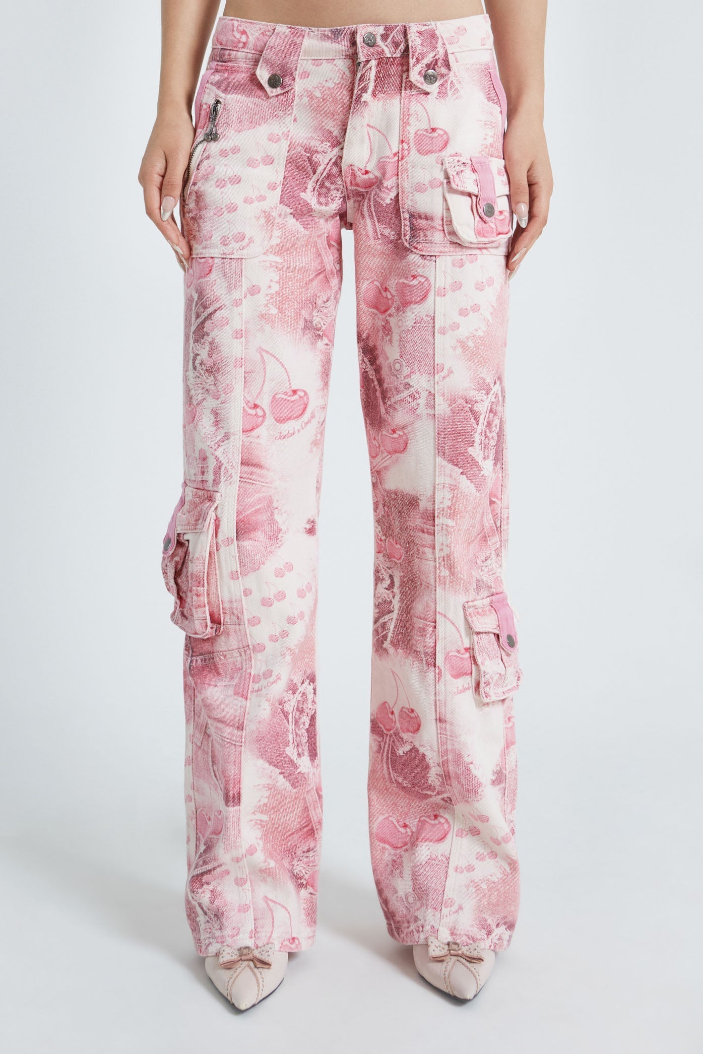 Cherry Babygirl Denim Cargo Trousers