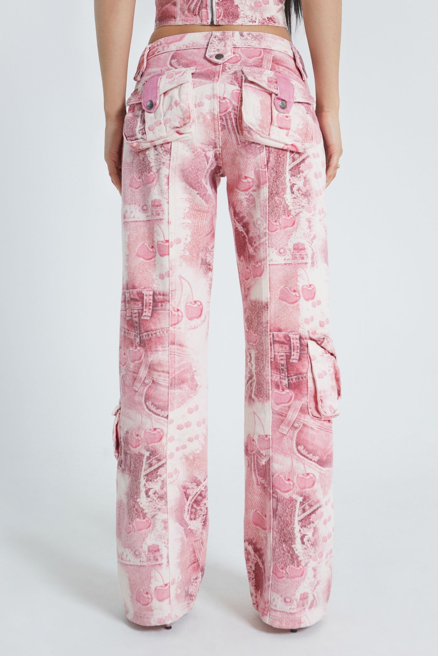 Cherry Babygirl Denim Cargo Trousers