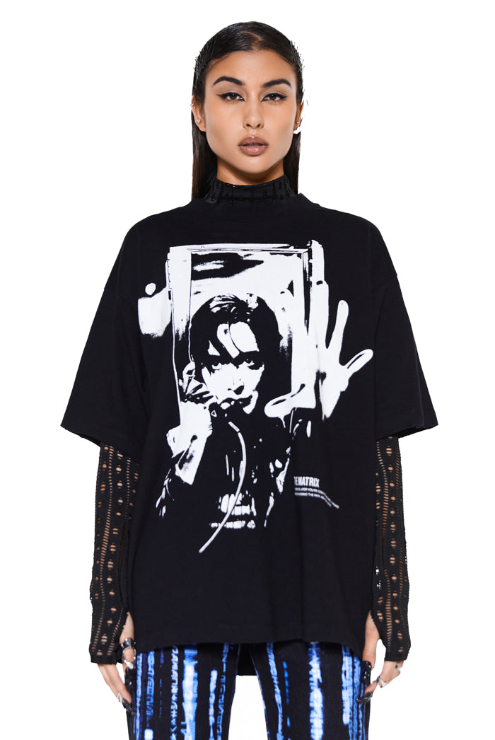 oversized printed black tshirt