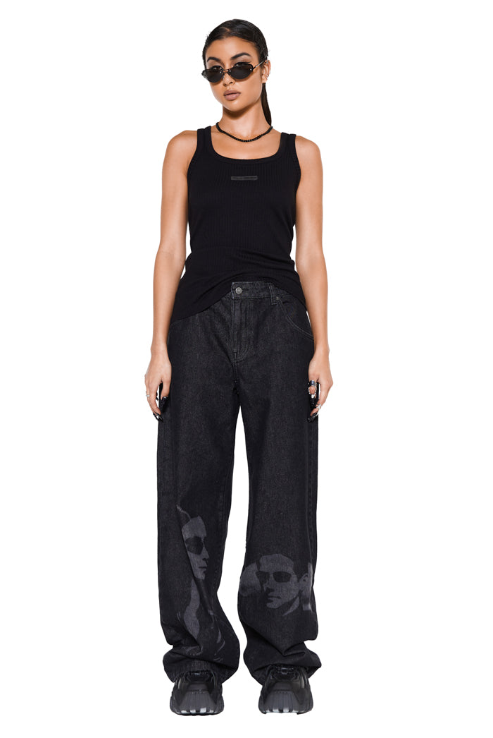 straight fit black denim jeans in petite