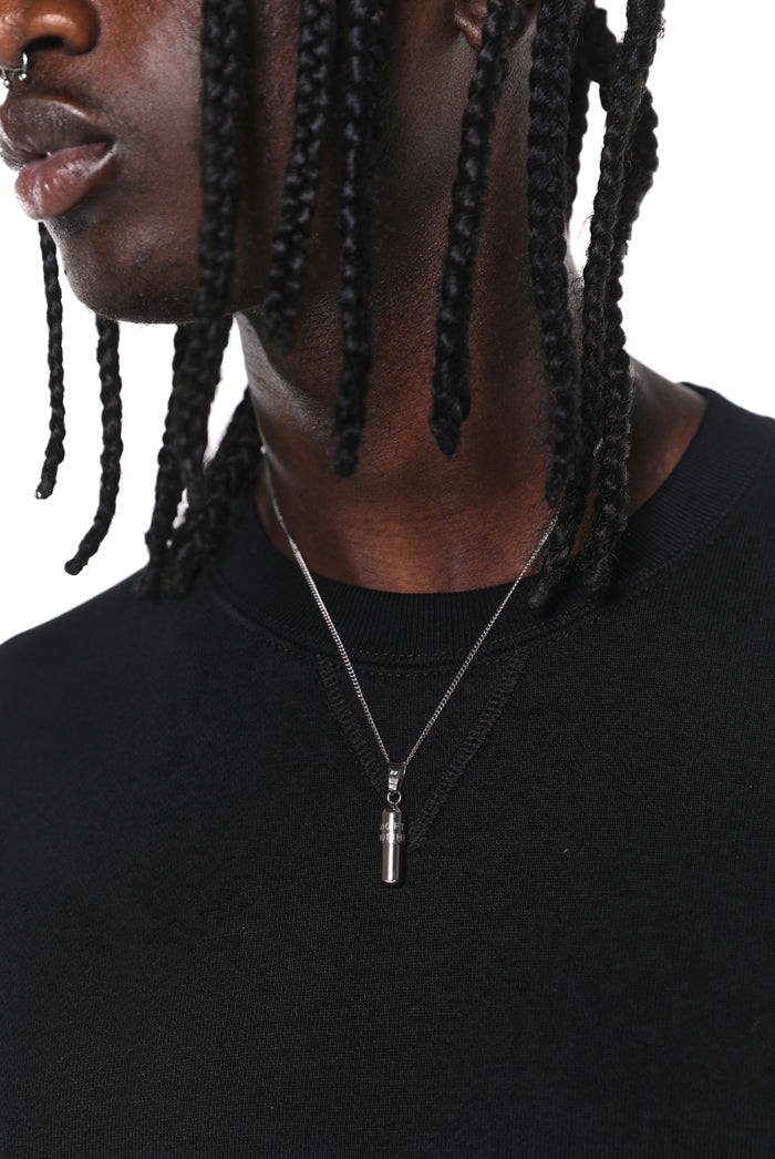 Silver pill pendant chain necklace