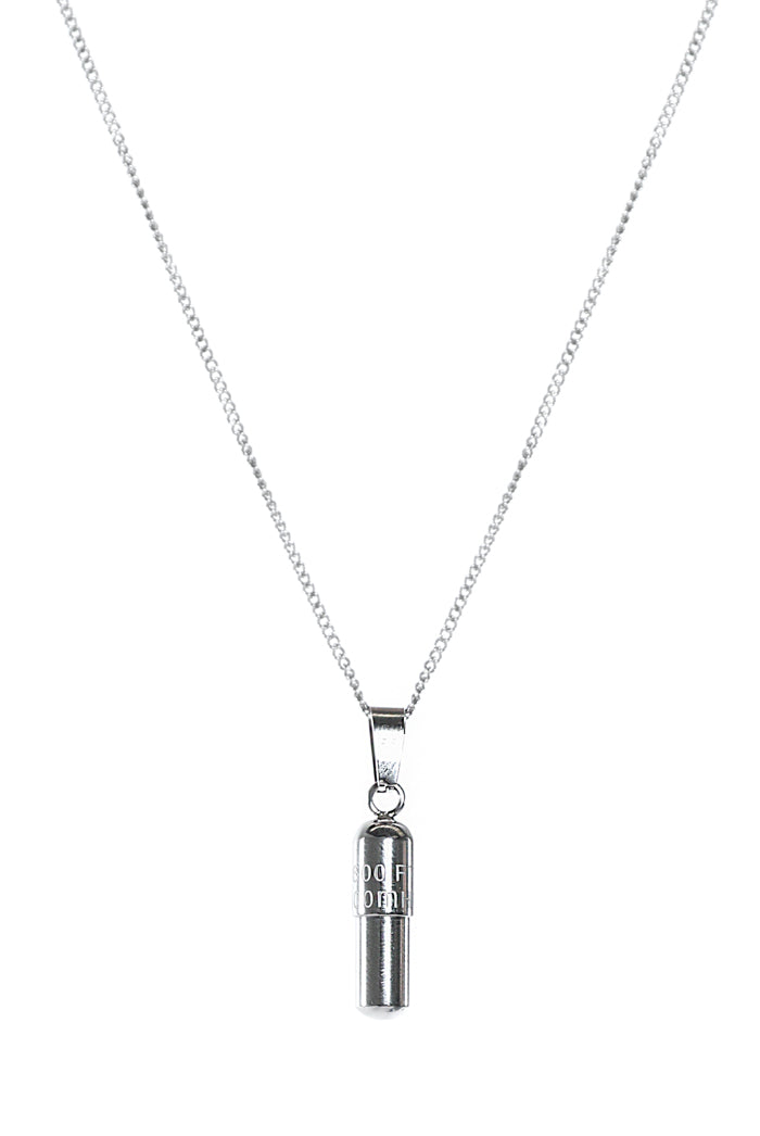 Silver pill pendant chain necklace