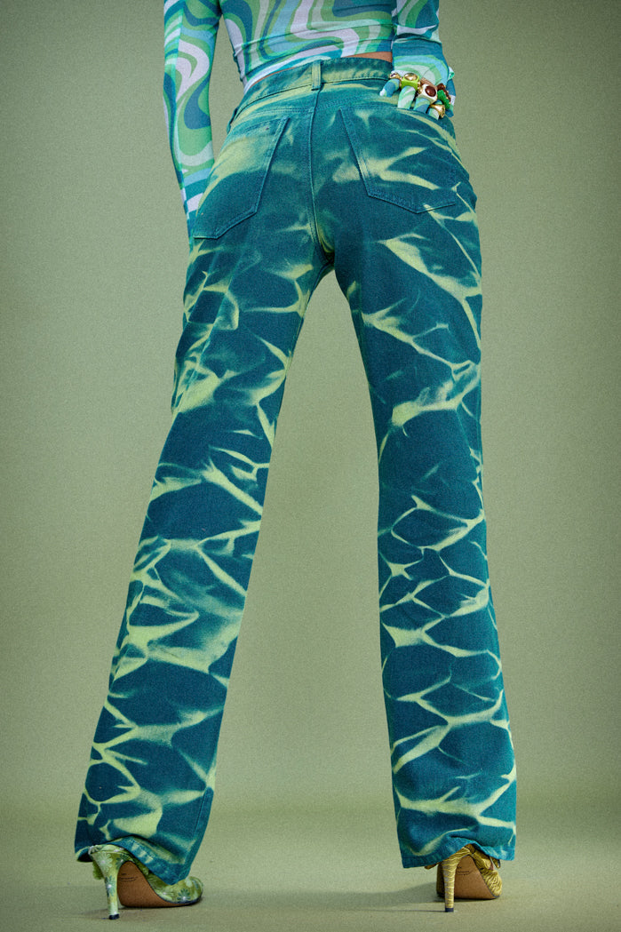 Green & Blue Printed Slouchy Fit Jeans