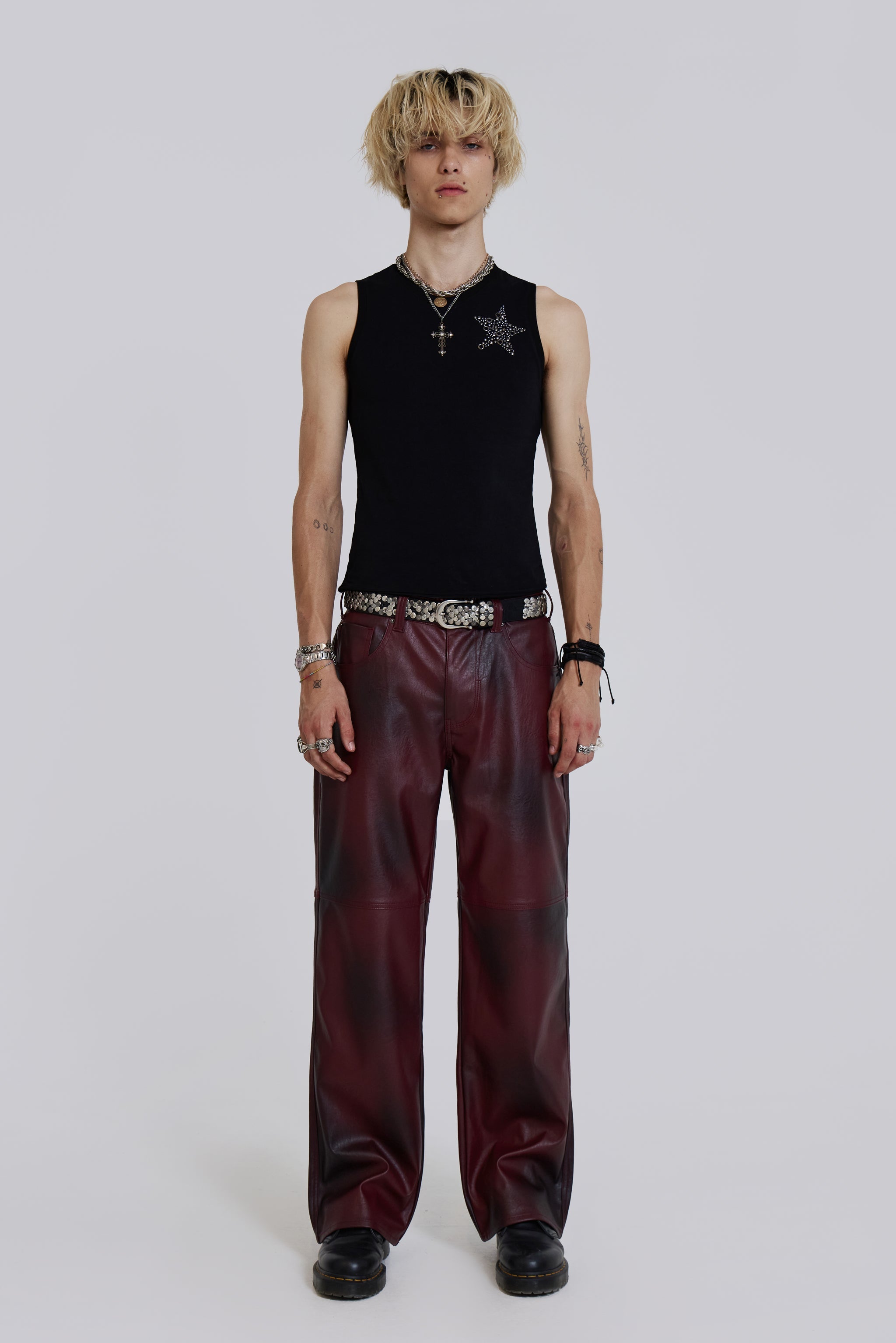 Oxblood Faux Leather Pants