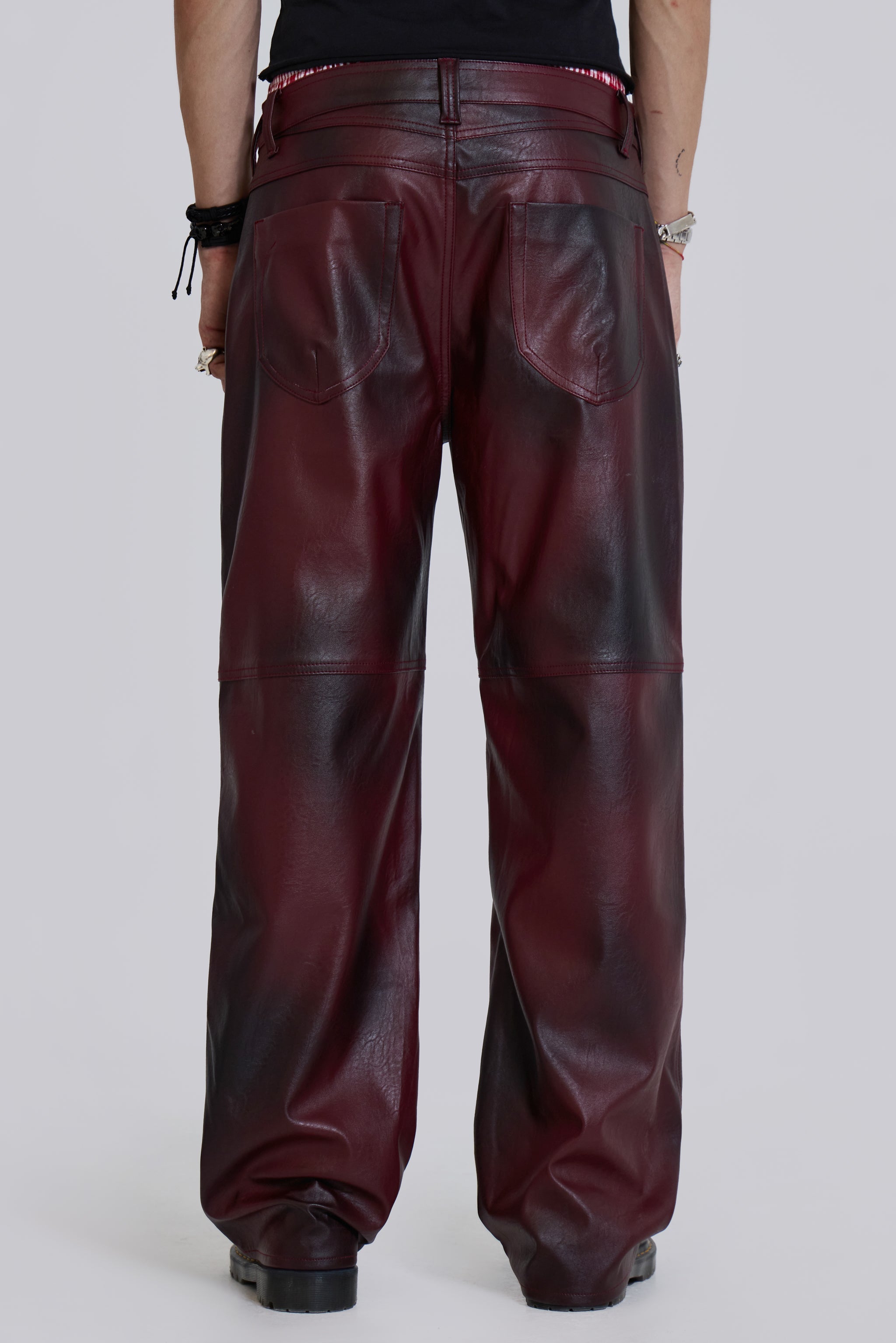 Oxblood Faux Leather Pants