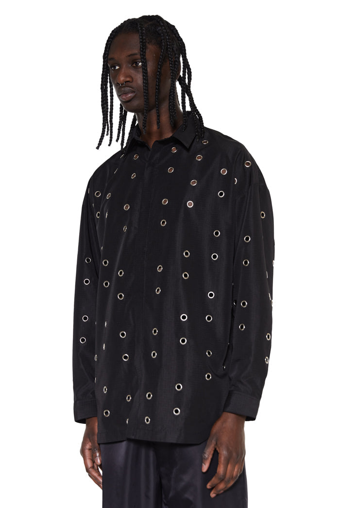 oversized button up black shirt