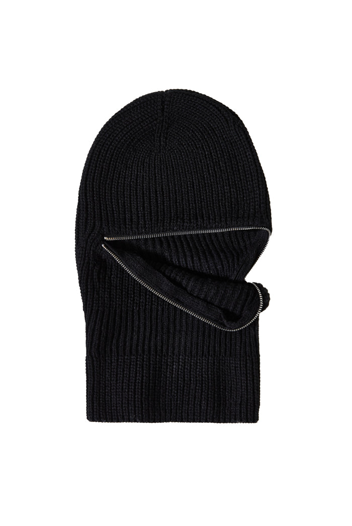 Black Knit Zip Balaclava