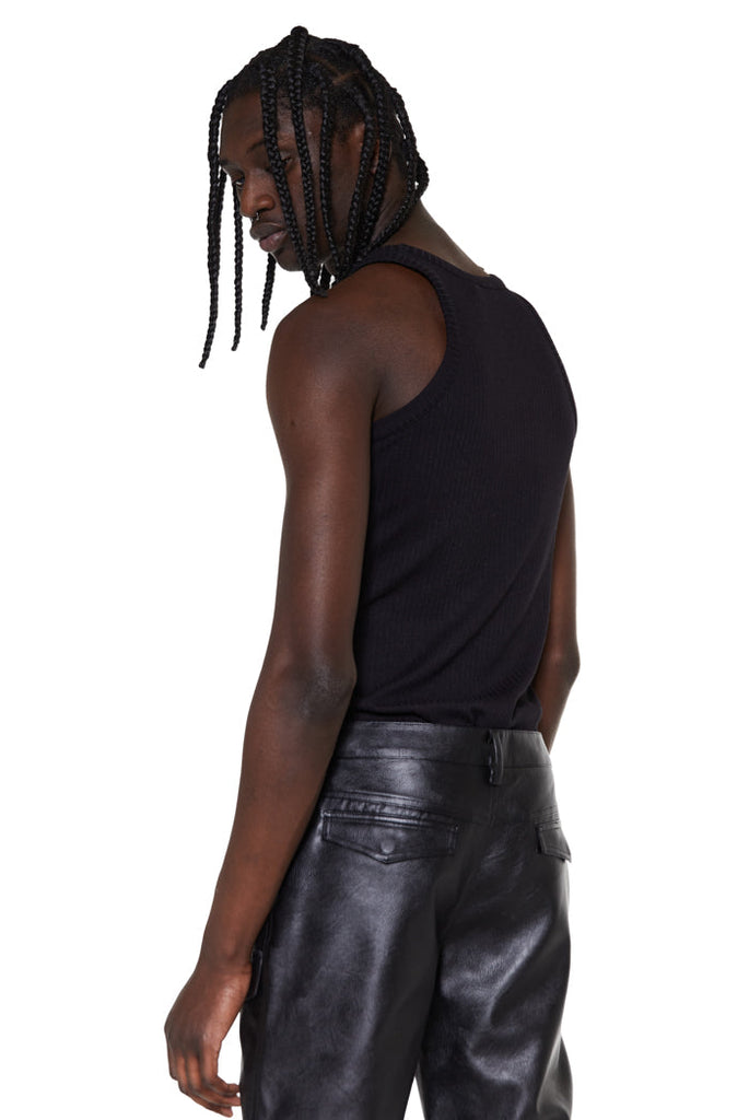 slim fit ribbed jersey black vest 