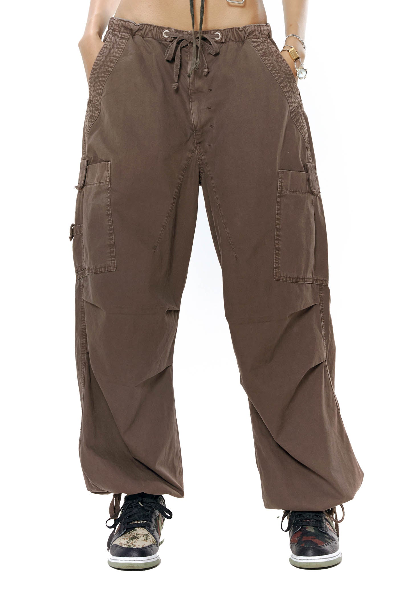 Brown Parachute Cargo Pants