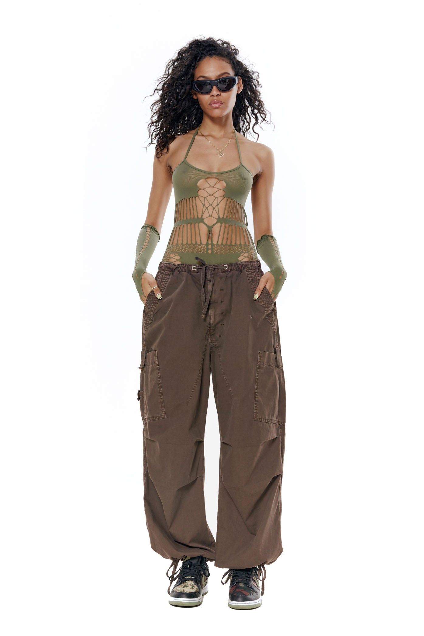 Brown Parachute Cargo Pants