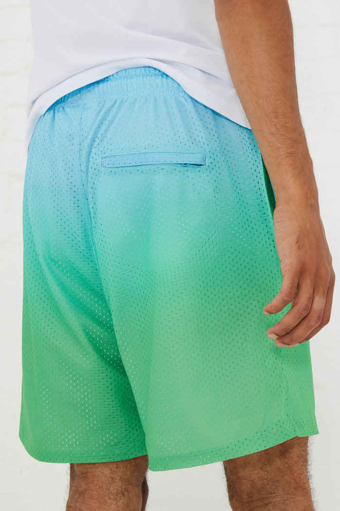 Green & Blue Gradient Mesh Shorts