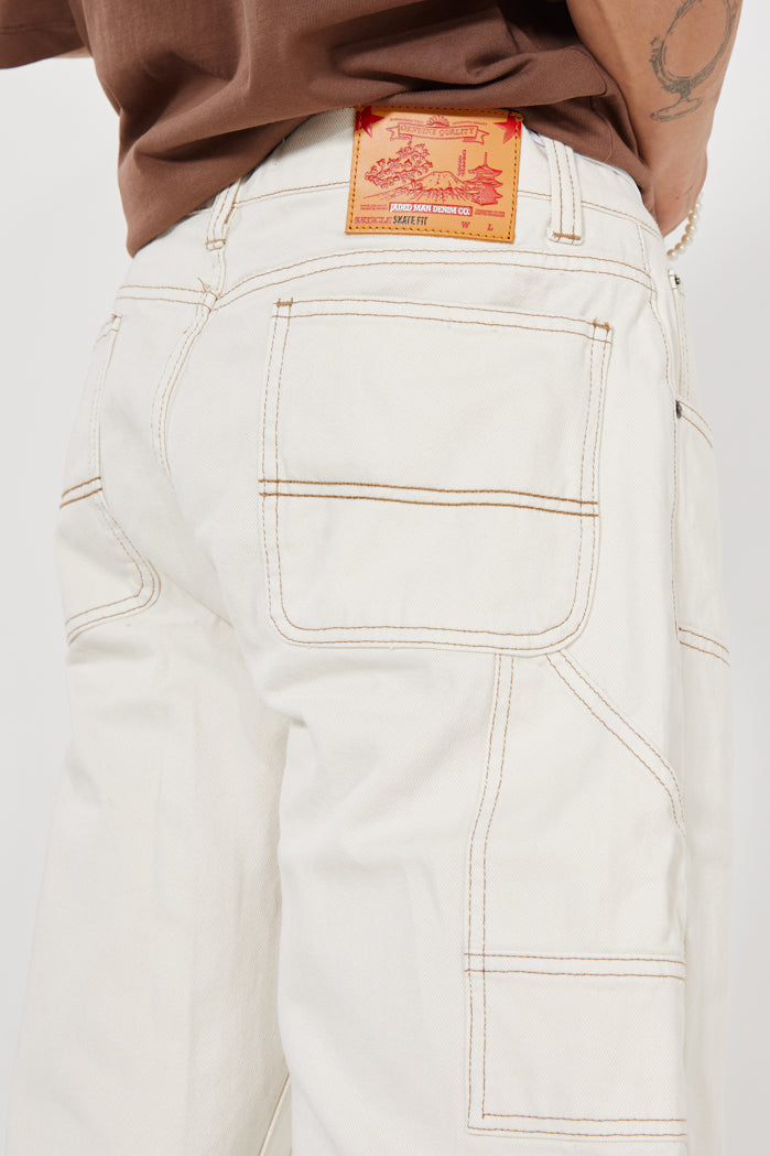 Ecru Denim Carpenter Shorts