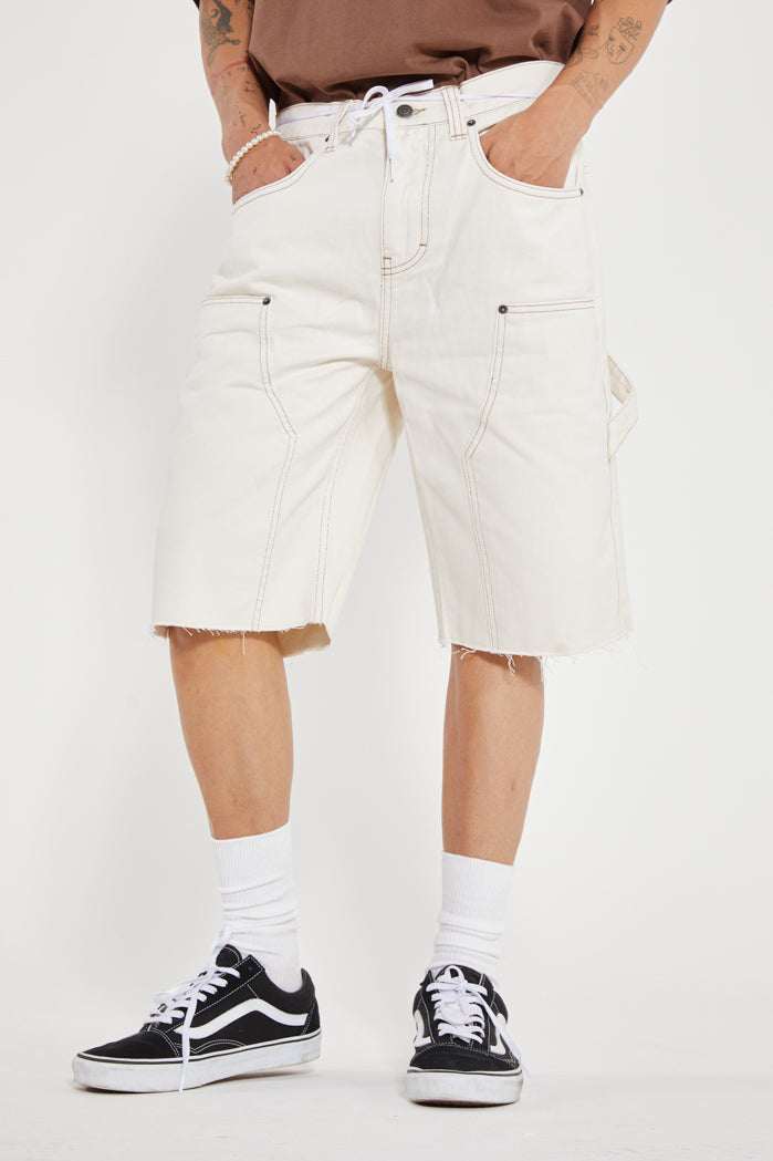 Ecru Denim Carpenter Shorts