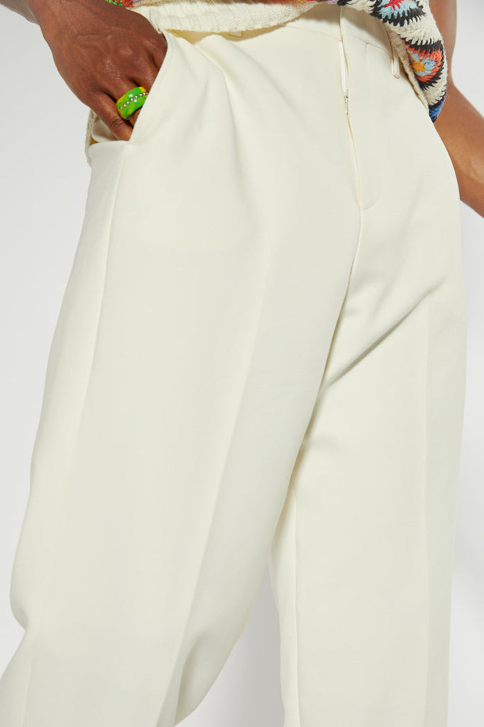 Ecru Suit Trousers In Relaxed Fit