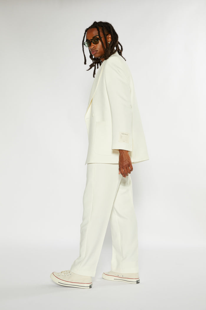 Ecru Suit Trousers In Relaxed Fit