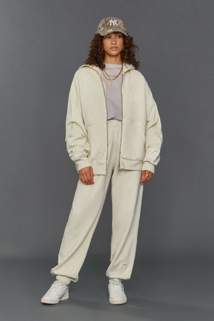 NTRLS Ecru Oversized Zip Through Hoodie