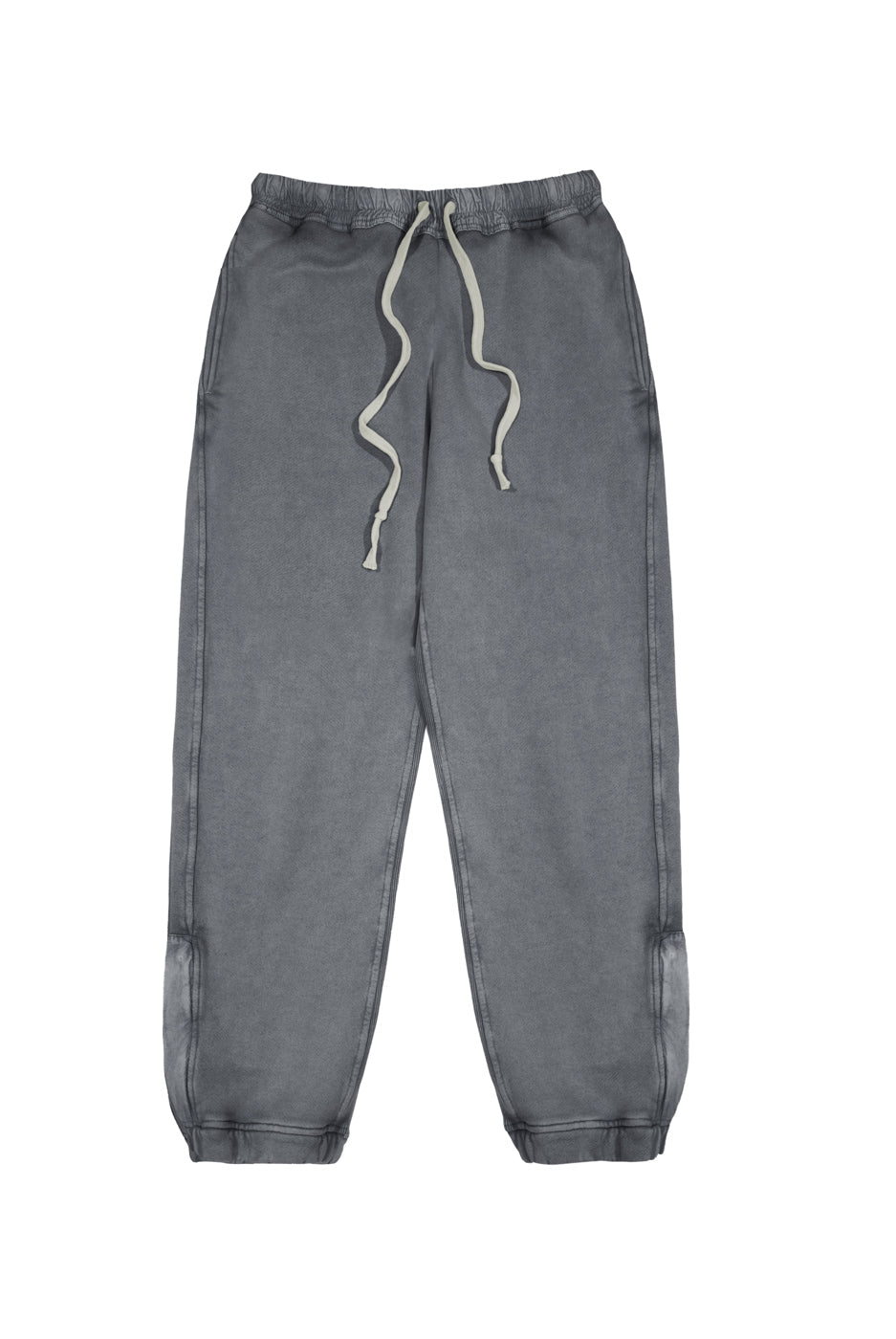 Chrome grey cuffed joggers with drawstring waistband detail. 