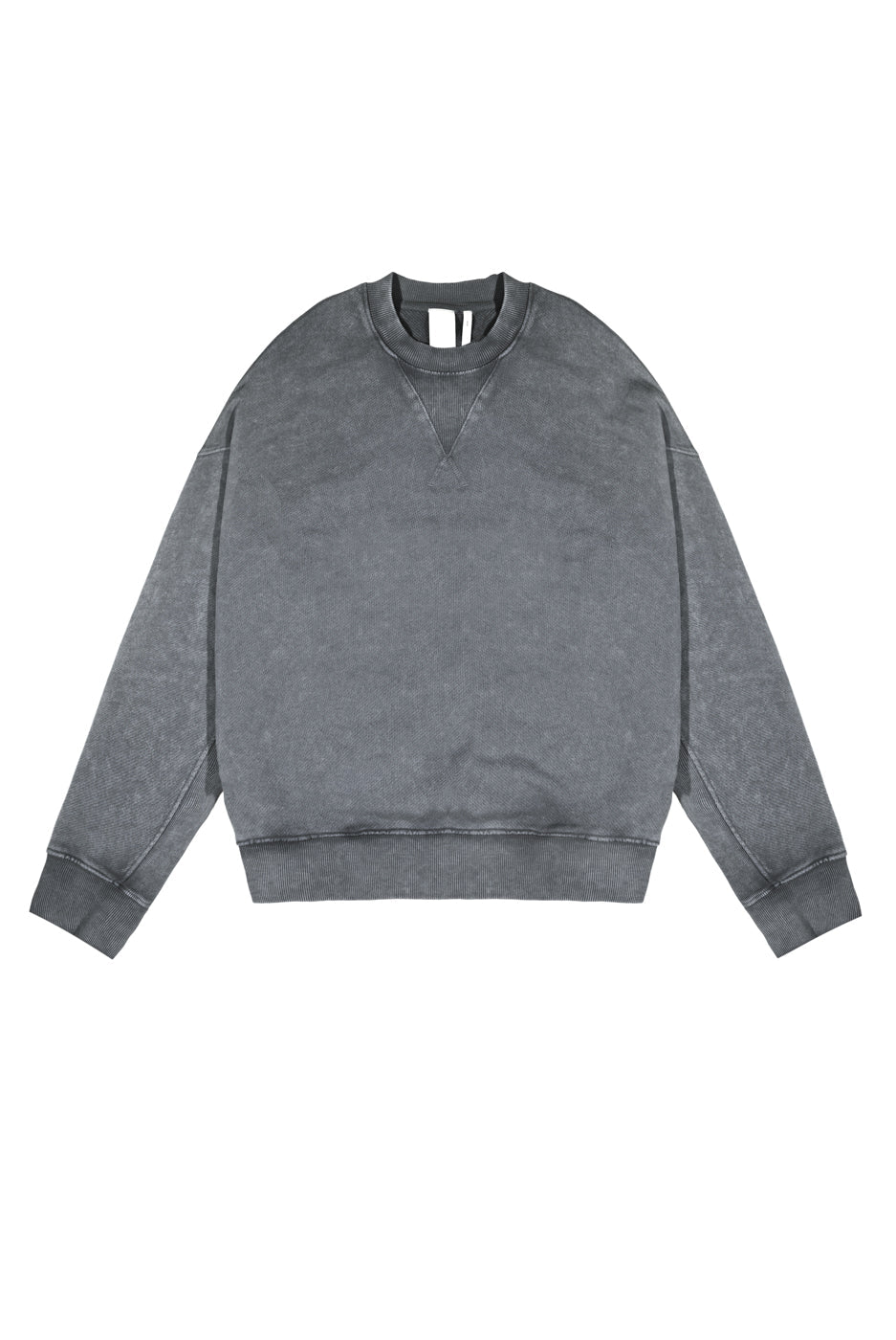 Chrome grey crew neck oversized sweatshirt with ribbed detailing.  