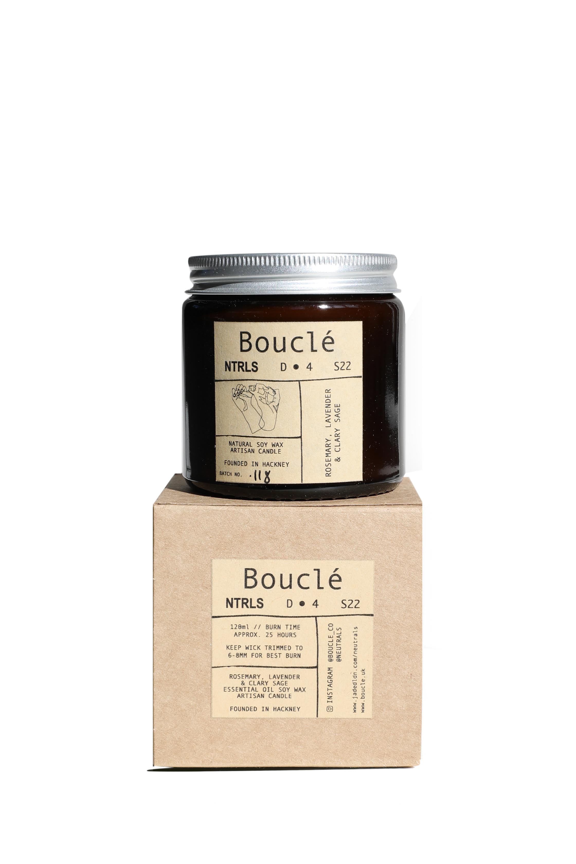 Branded Boucle candle with branded cardboard box