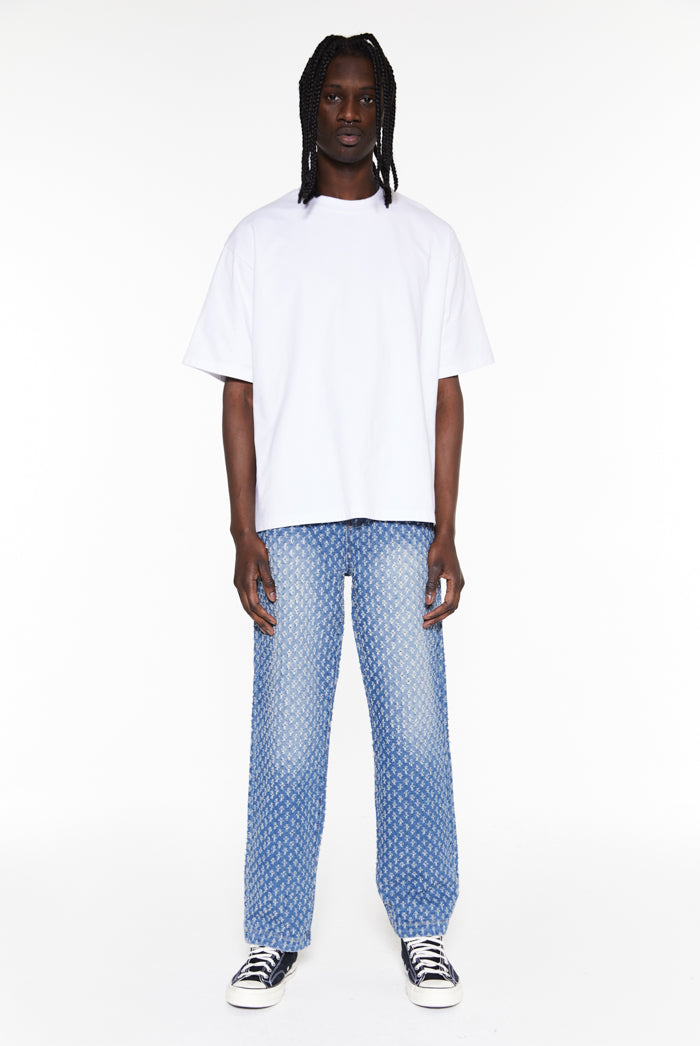 Light Blue Distressed Skate Jeans