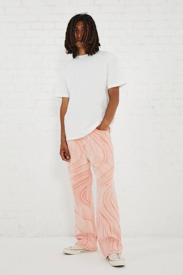 Orange Wash Wave Seam Relaxed Fit Jeans