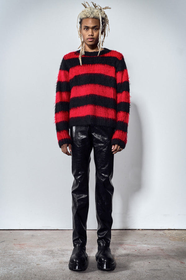 Oversized large stripe black and red knit jumper