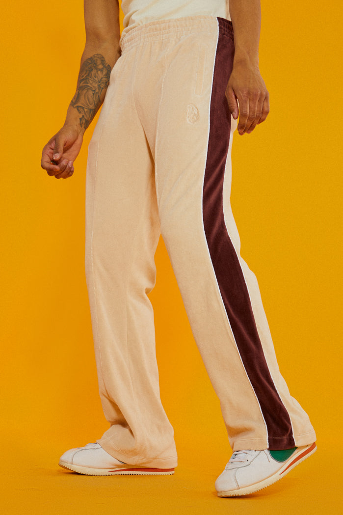 Tan & Brown Velour Flared Joggers