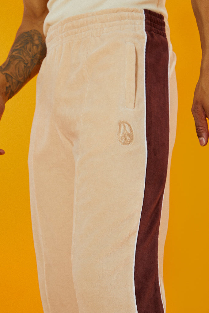Tan & Brown Velour Flared Joggers