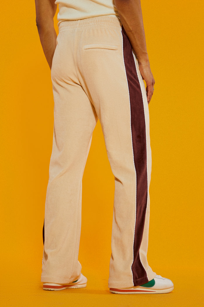 Tan & Brown Velour Flared Joggers