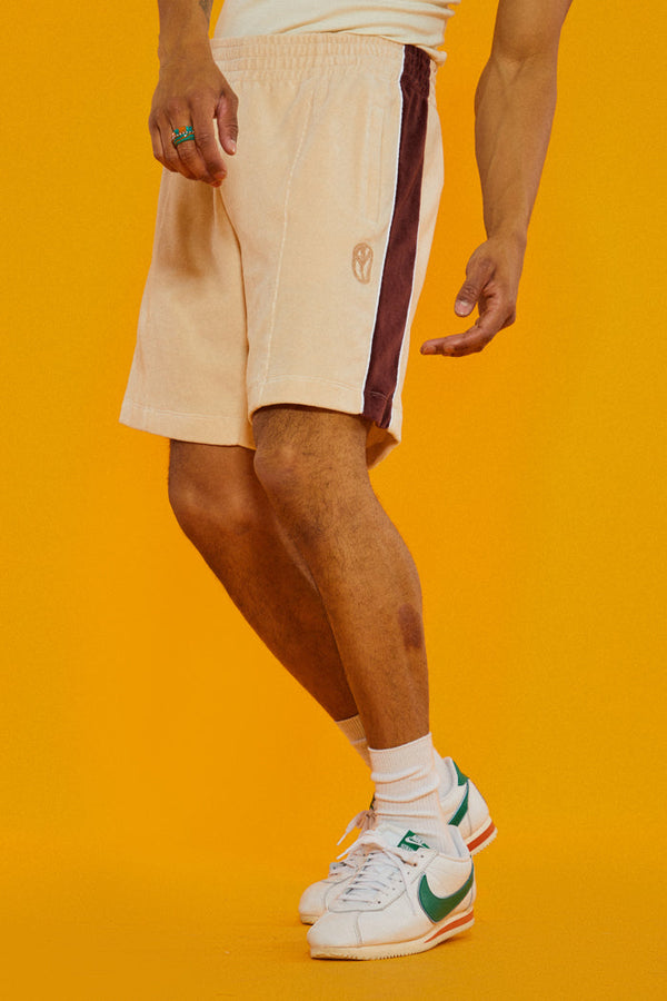 Tan & Brown Velour Relaxed Fit Shorts