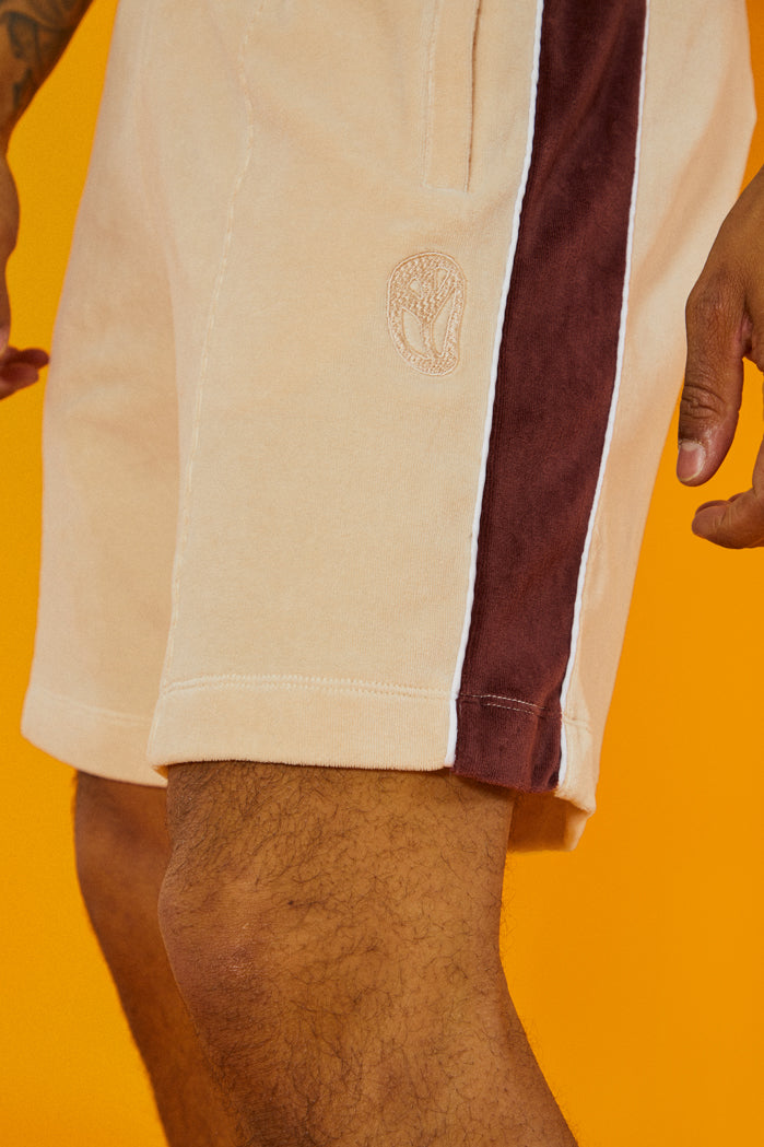 Tan & Brown Velour Relaxed Fit Shorts