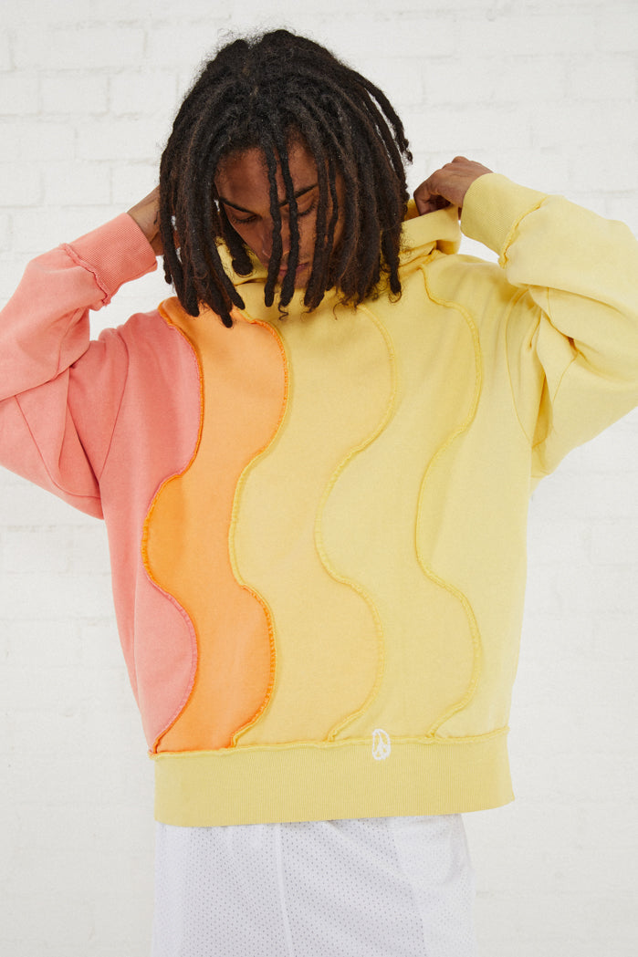 Wave Cut And Sew Orange Hoodie