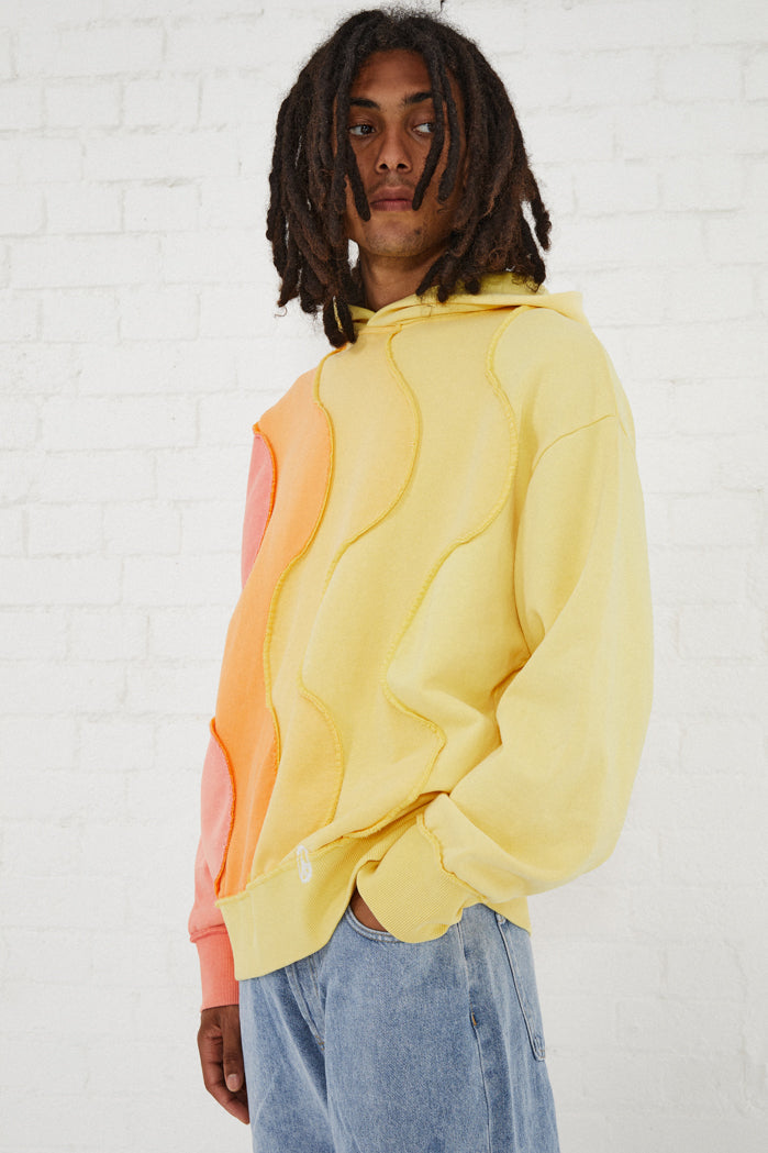 Wave Cut And Sew Orange Hoodie