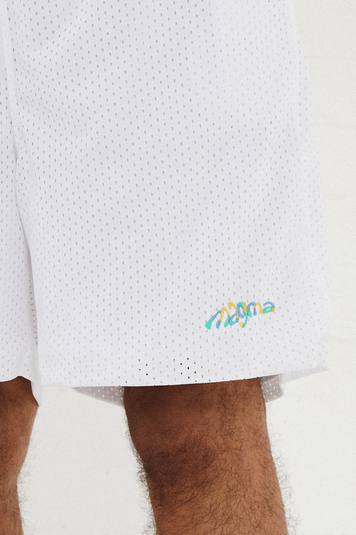 White Mesh Magma Shorts