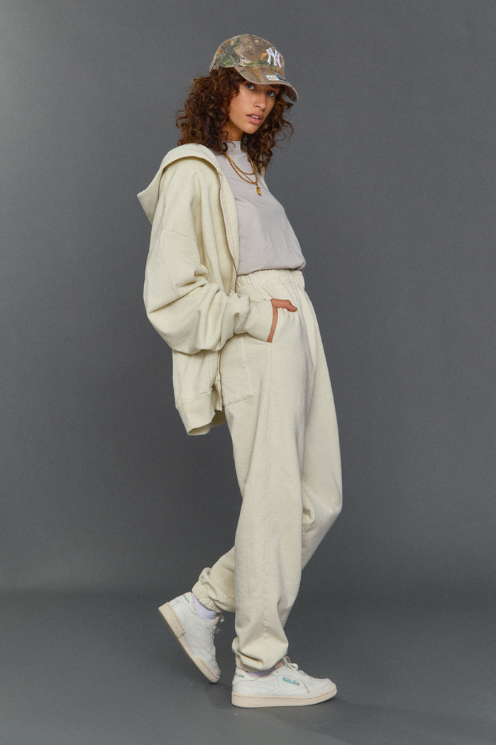 NTRLS Ecru Oversized Zip Through Hoodie