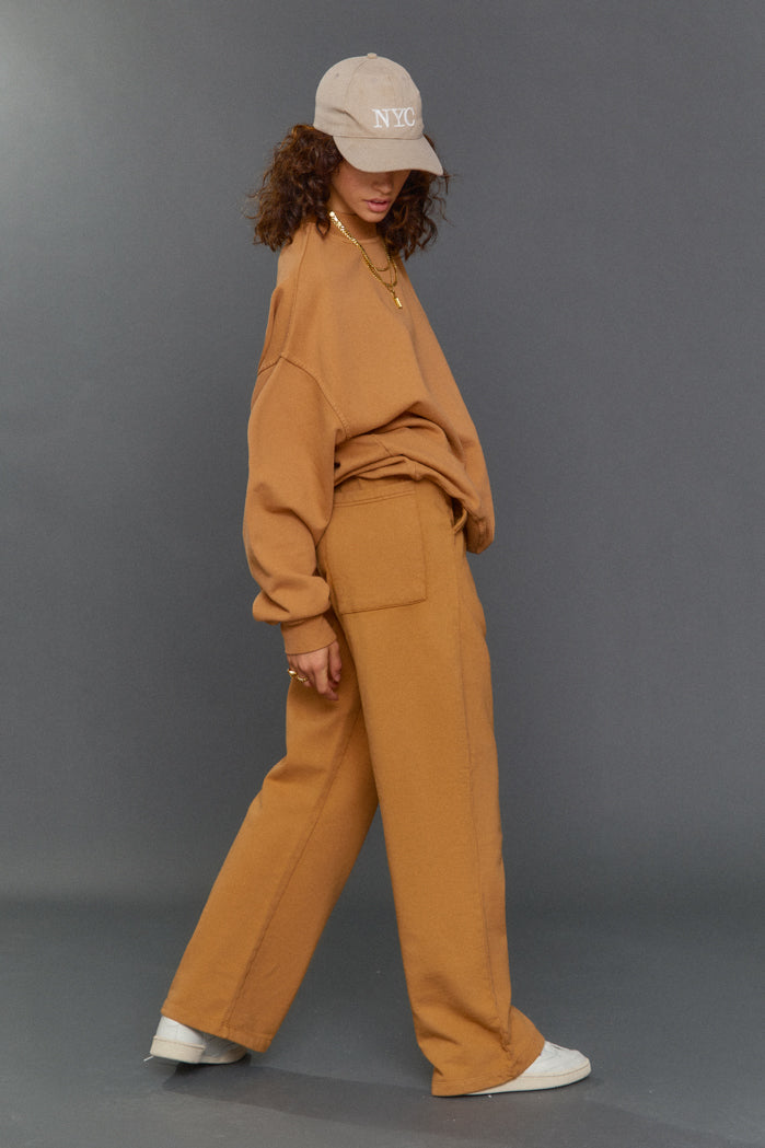 Tan Oversized Mock Neck Sweatshirt