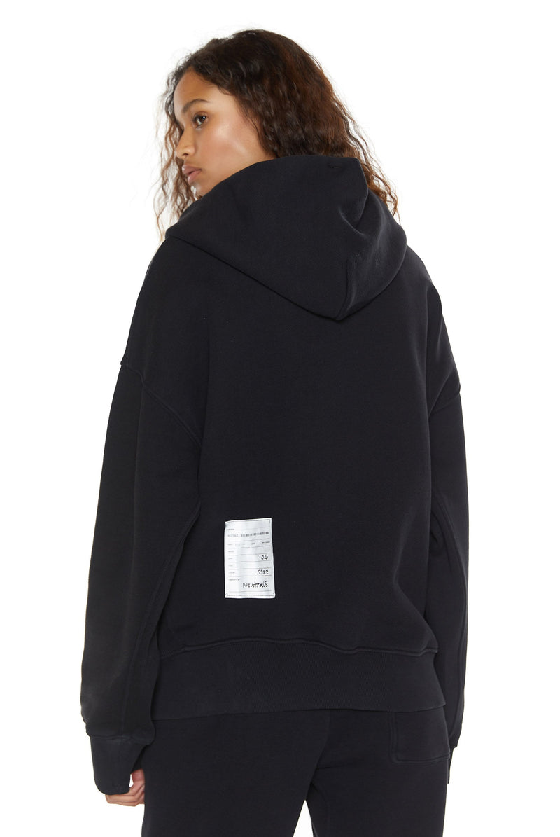 Dust black oversized zip up hoodie. Styled with the matching joggers.