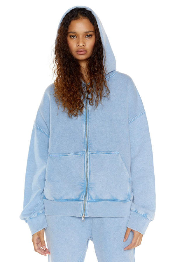 NTRLS Powder Blue Oversized Zip Through Hoodie