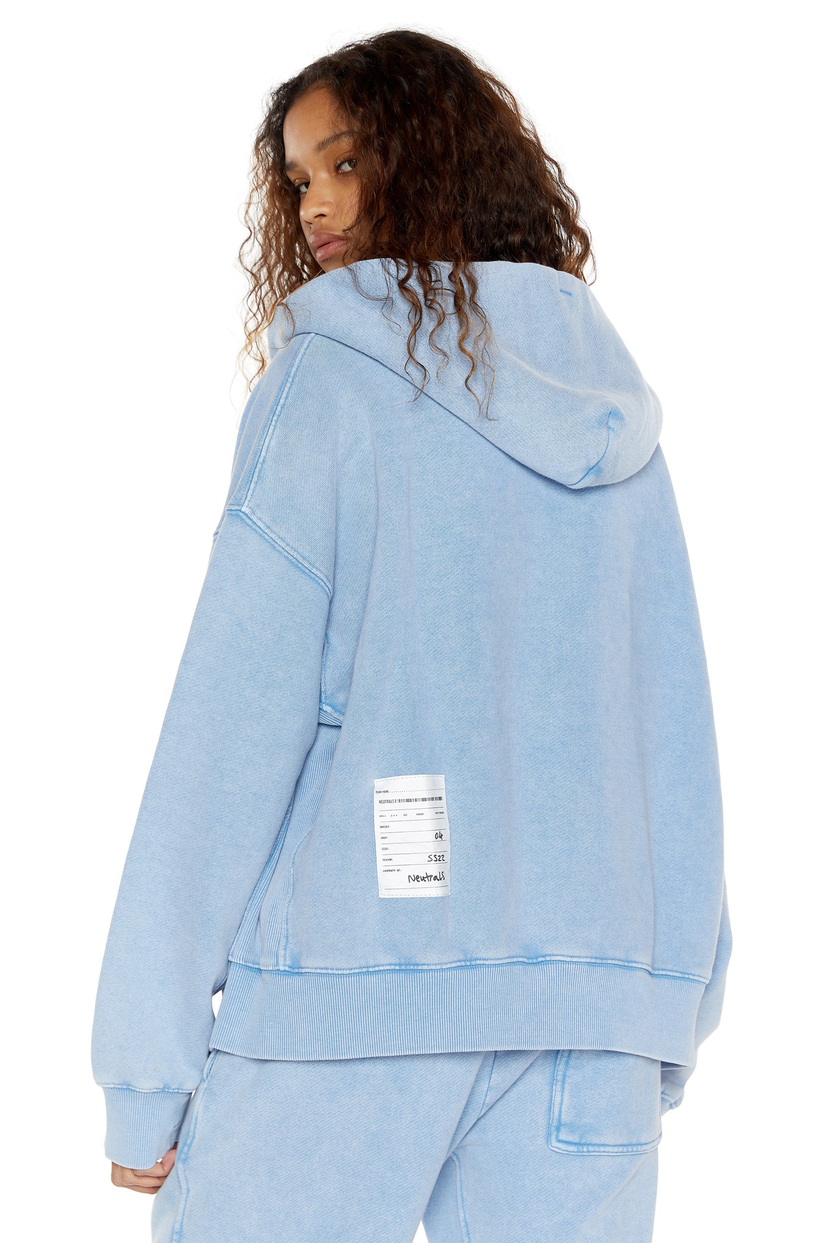 NTRLS Powder Blue Oversized Zip Through Hoodie