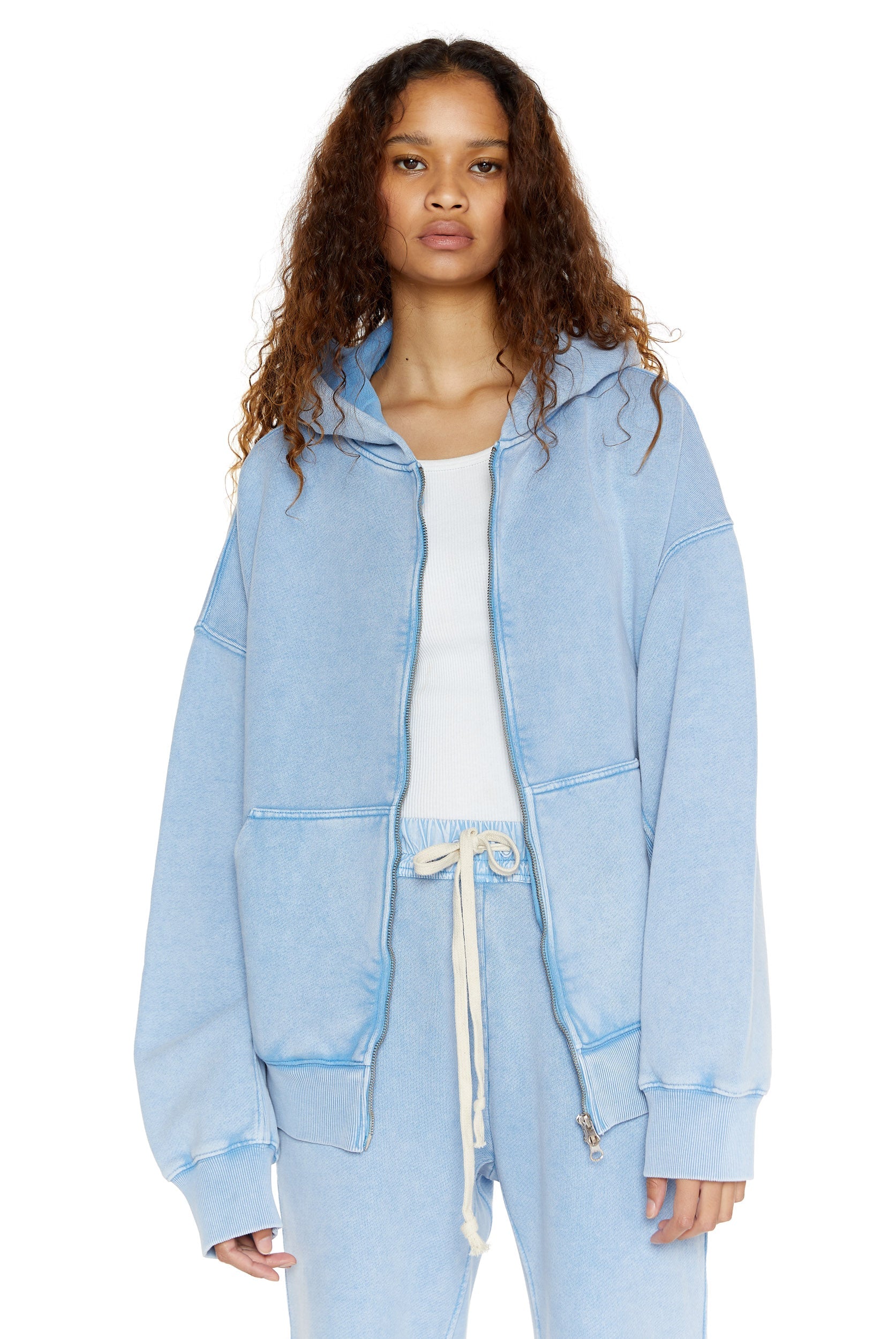 NTRLS Powder Blue Oversized Zip Through Hoodie